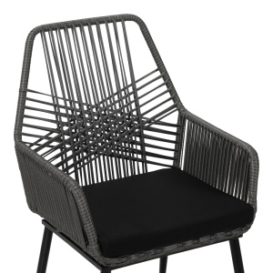 Scaun Grădină Tanish, Ratan Sintetic/Metal, cu Brațe, Gri/Negru, 58x58.5x87 cm - Img 8