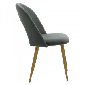 Scaun Jonah catifea gri inchis picioare culoare lemn natural 55x57x87cm - Img 3