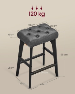 Scaune de bar Vasagle Negru 44x32x66 cm - Img 6