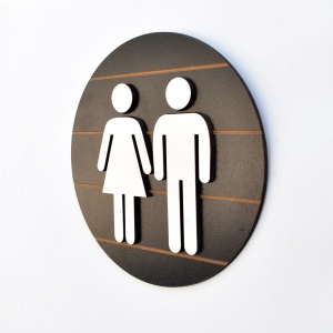 Semn toaletă mixtă din lemn WC LAZ012 Multicolor 15x15x0.6 cm - Img 3