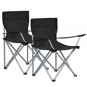 Set 2 scaune camping pliabil, Songmics, Negru, 84x52x81 cm - Img 2
