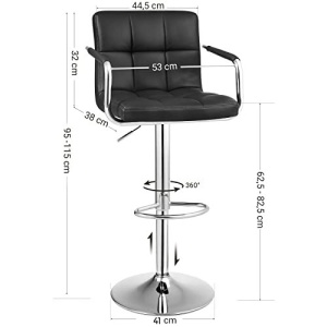 Set 2 scaune de bar Model Dangelo, Negru, 38x44.5x115 cm - Img 3