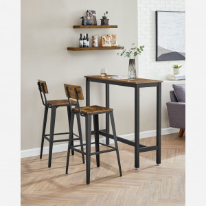 Set 2 scaune de bar Model Ellis, Maro rustic/Negru, 45.4x45.4x102.2 cm - Img 3