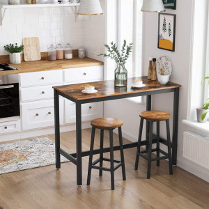 Set 2 scaune de bar Model Kimberly, Maro rustic/Negru, 30x30x65 cm - Img 4
