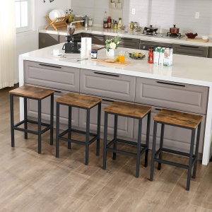 Set 2 scaune de bar Model Spencer, Maro rustic/ Negru, 40x30x65 cm - Img 3