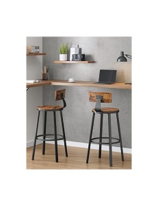Set 2 scaune de bar Model Sunny, Maro Rustic/Negru, 54x54x99 cm - Img 5