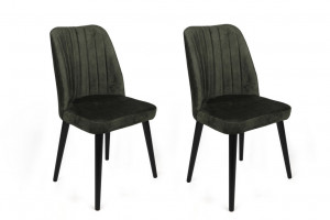 Set 2 scaune Model Alfa-432, Kaki/Negru, 50x49x90 cm - Img 1