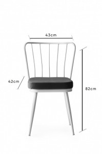 Set 2 scaune Model Star, Negru/Alb, 43x42x82 cm - Img 7