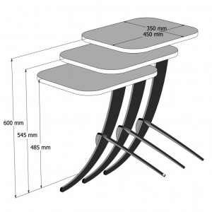 Set 3 Masute de Cafea Model Jaxxon, 35x60x45/35x54.5x45/35x48.5x45 cm, Alb Marmorat/Negru - Img 5
