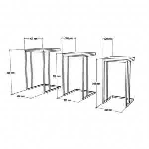 Set 3 Masute de Cafea Model Jayla, 40x40x60/38x34x56/38x28x52 cm, Alb - Img 4