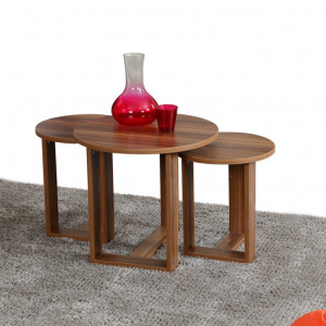 Set 3 Masute de Cafea Model Kylee, 52x52x47/36x36x43/36x36x41 cm, Nuc - Img 1
