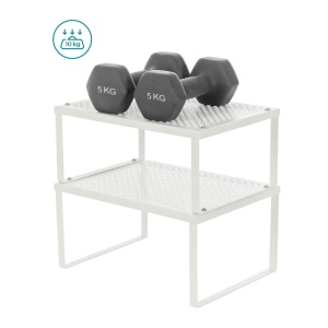 Set 4 organizatoare modulare pentru bucătărie, extensibile și suprapozabile, Metal, Alb, 32 × 22,9 × 15,4 cm - Img 5