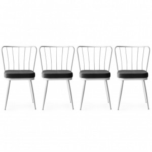 Set 4 scaune Model Star, Gri/Alb, 43x42x82 cm