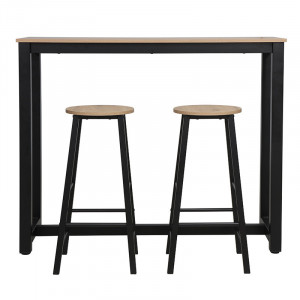 Set bar masa si scaune pentru sufragerie Marle culoare sonoma - picior negru 120x40x100cm - Img 2