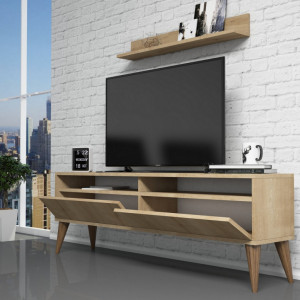 Set Comoda TV si Masuta de Cafea Model Elliott, 90x60x34.6 cm, Stejar - Img 2