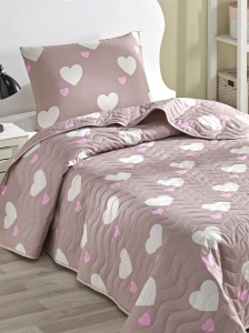 Set Cuvertura de pat 1 Persoana Model Herz Dusty Rose - Img 2