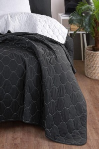 Set Cuvertura de pat 1 Persoana Model Solid Black, Grey - Img 2