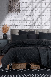 Set Cuvertura Pat Dublu Model Solid Black - Img 3