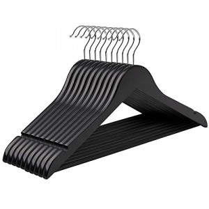 Set de 10 umerase din lemn, Songmics, Negru, 44.5x1.2x23.5 cm - Img 2
