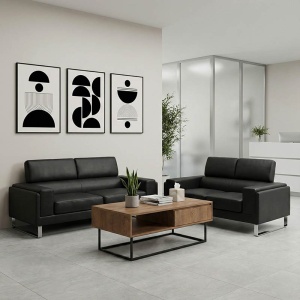 Set de 2 canapele Shea, negru, 3 locuri, 198x80x87 cm