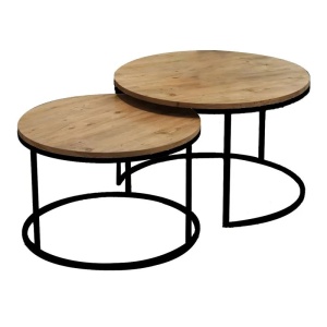 Set de 2 măsuțe de cafea Solme, natur/negru, 75x75x45 cm și 60x60x40 cm - Img 2