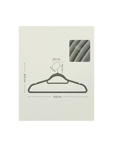 Set de 20 de umerase, Songmics, 43,5 cm, catifea, Gri, CRF20V - Img 5