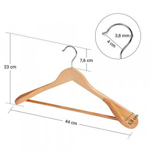 Set de 6 umerase din lemn, Songmics, Natural-Argintiu, 44.5x23.5x5.5 cm - Img 5