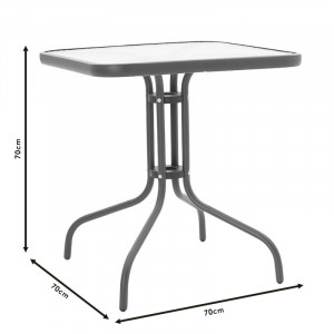 Set de gradina masa si scaune 3 bucati Watson-Calan metal negru-textilena maro 70x70x70cm - Img 5
