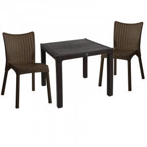 Set de gradina masa si scaune Explore-Confident set 3 piese plastic maro 90x90x73.5 cm - Img 2