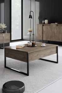 Set de mobilier pentru camera de zi Model Luxe, Nuc/Negru - Img 4