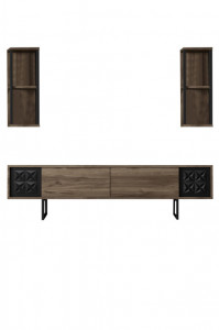 Set de mobilier pentru living Black, Nuc- Negru - Img 7