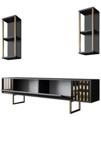 Set de mobilier pentru living Gold, Antracit- Auriu - Img 9