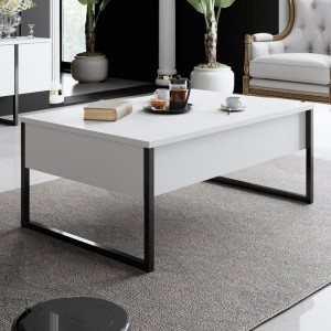 Set de mobilier pentru living Luxe, Alb Negru - Img 4