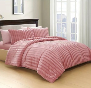 Set de pat Cocolino Veloura V8, 4 piese, pilotă de iarnă cu textură striată 3D, cearșaf cu elastic 180 × 200 cm