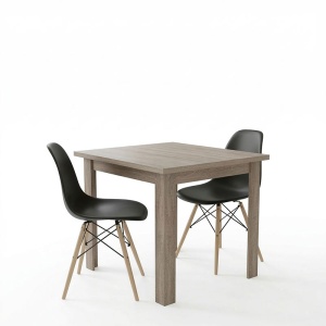 Set masă și 2 scaune Manka I-Julita, Negru/Natural/Sonoma trufel, 80 x 80 x 77 cm - Img 2