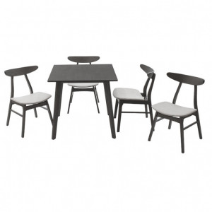 Set Masa si Scaune Benson-Orlean 5 Piese Gri Rustic 80x80x75 cm - Img 2