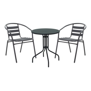 Set masă și scaune de exterior, 3 Piese, Model , Negru