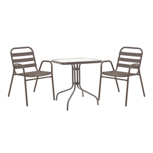 Set masă și scaune de exterior, 3 Piese, Model Watson-Sussie, Maro, 60x60x70 cm - Img 1