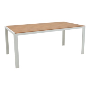 Set Masa si Scaune de Exterior, 7 Piese, Model Nares-Norture, Natural/Alb, 180x90x72.5 cm - Img 2