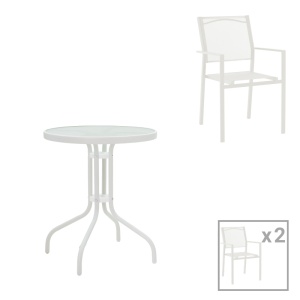 Set Masa si Scaune de Gradina, 3 Piese, Model Valor-Confidence, Alb, D60x70 cm - Img 1