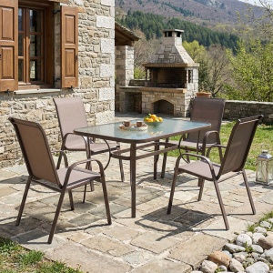 Set Masa si Scaune Gradina Valor-Calan 5 Piese Negru - Maro