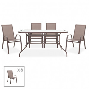 Set Masa si Scaune Gradina Valor-Calan 7 Piese Maro - Img 2