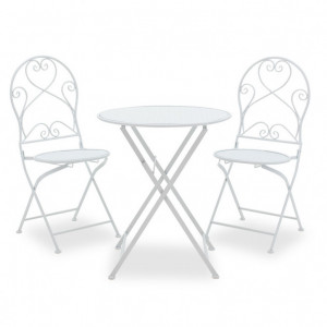 Set Masa si Scaune Gradina Walen 3 Piese Alb - Img 1