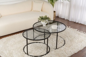 Set Masute de cafea Model Aurum 80, Negru/Gri - Img 1