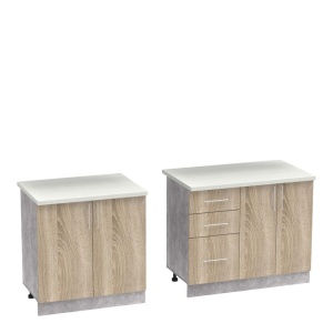 Set mobilă de bucătărie Festa V, stejar sonoma/gri deschis, 160x60x85 cm - Img 3
