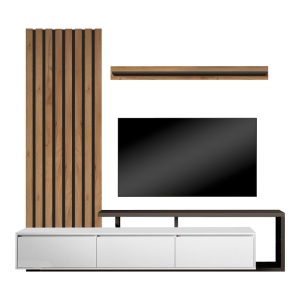 Set mobilă living Claironse, natural/antracit/gri deschis, 225x37.6x210 cm - Img 2