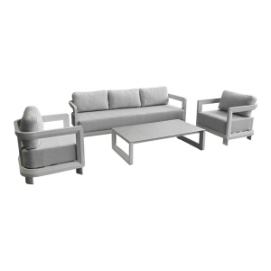 Set mobilier de grădină Jenora, 4 piese, bej/gri deschis - Img 2