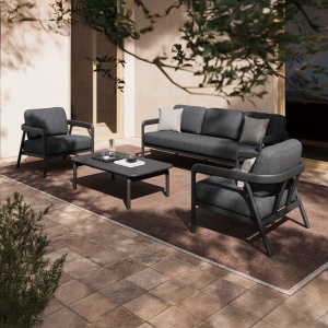 Set mobilier de grădină Marlena, gri închis