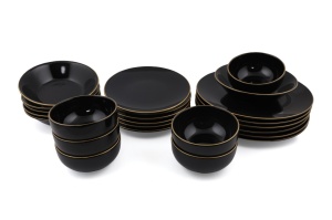 Set veselă din ceramică, 24 bucati Ravvine Negru 26x26x1 cm - Img 11