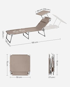Sezlong, Songmics, Maro, 53x193x29.5 cm - Img 3